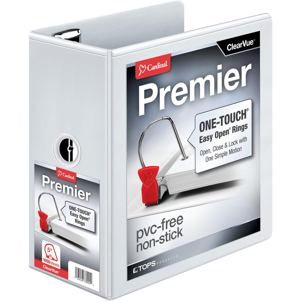 Cardinal EasyOpen Clearvue Slant D-Ring Binders - 5" Binder Capacity - Letter - 8 1/2" x 11" Sheet Size - 925 Sheet Capacity - 4 3/8" Spine Width - 3 x D-Ring Fastener(s) - 2 Inside Front & Back Pocke. Picture 1
