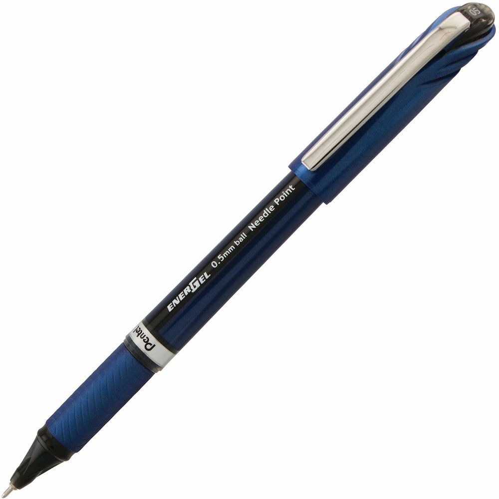 EnerGel EnerGel NV Liquid Gel Pens - Black Ink - Gel-based - Blue Barrel - Metal Tip - 1 Dozen. Picture 1