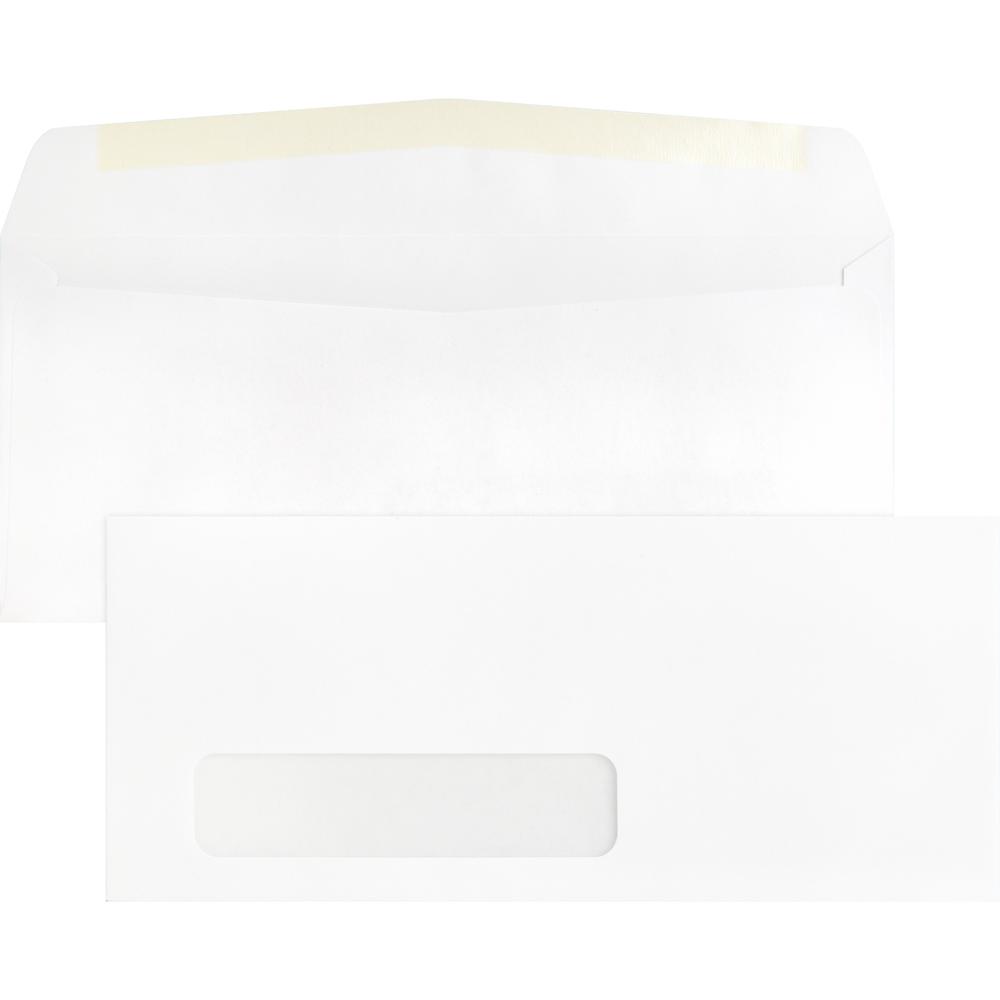 Business Source Economical No. 10 Window Envelope - Single Window - #10 - 9 1/2" Width x 4 1/8" Length - 24 lb - 500 / Box - White. Picture 1