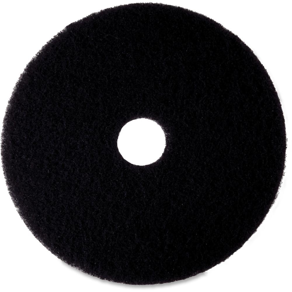 3M High Productivity Pad - 17" Diameter - Fiber - Black - 5 / Carton. Picture 1