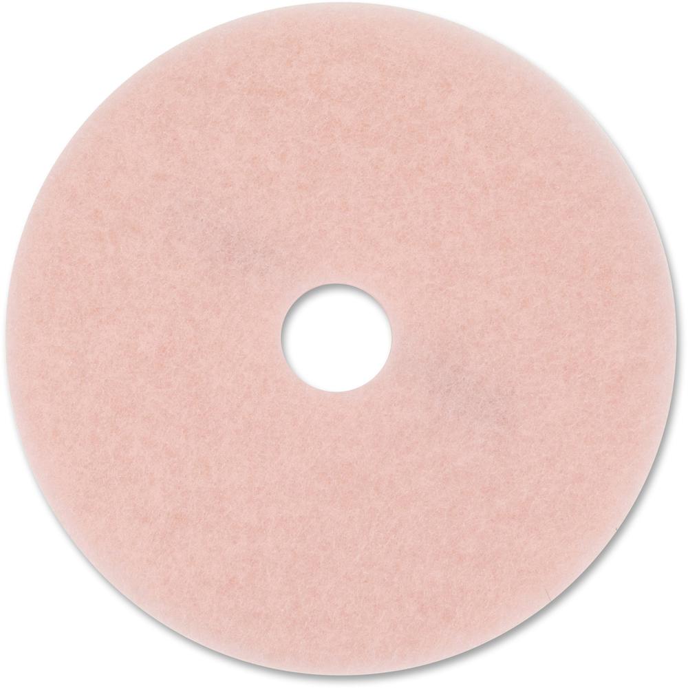 3M Eraser Burnish Pad 3600 - Synthetic Fiber - Pink - 5 / Carton. Picture 1