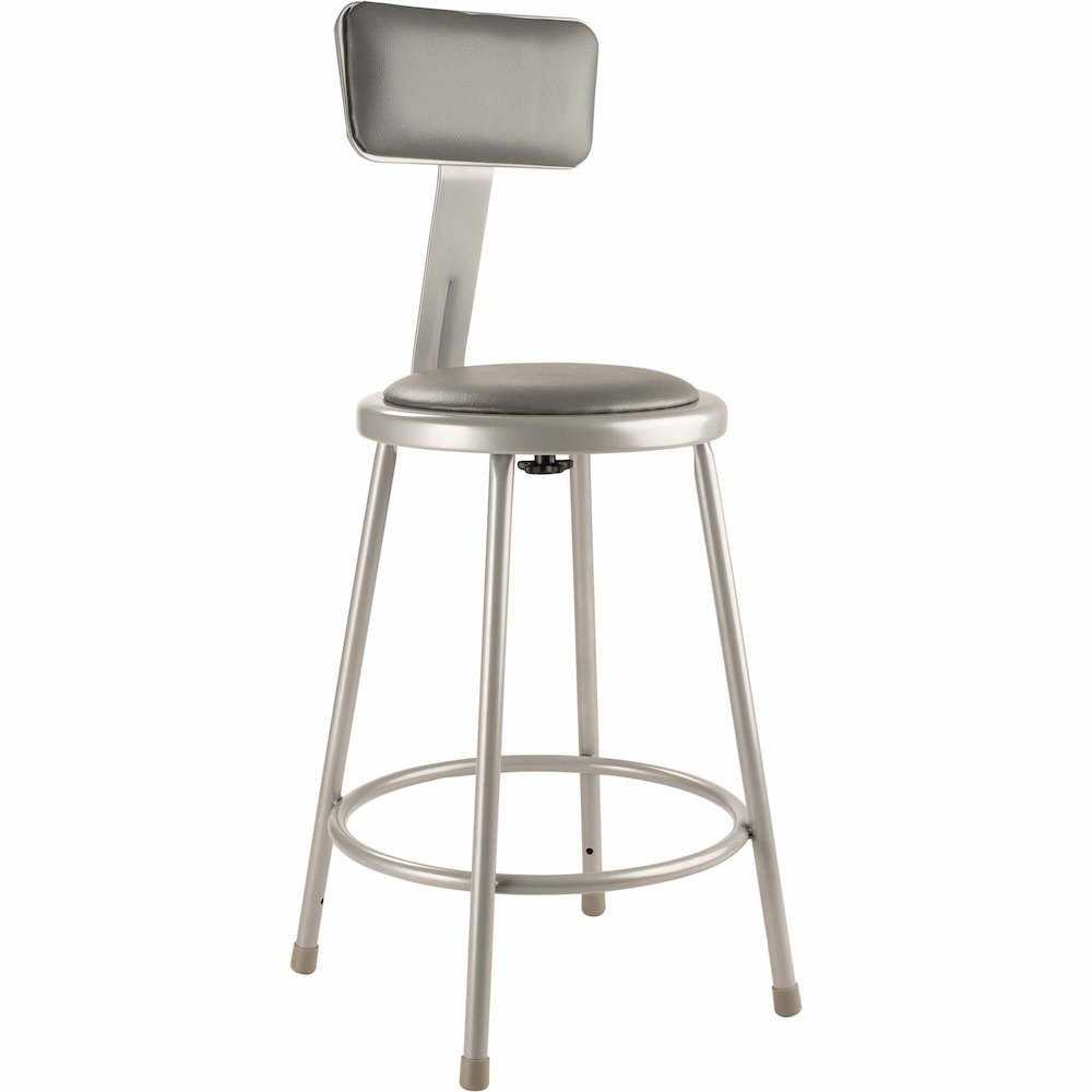 National Public Seating 6400 Series Heavy-Duty Padded Stools - Gray Seat Color - Vinyl, Medium Density Fiber (MDF) Seat Material - Gray Frame Color - Steel Frame Material - Four-legged Base - Gray - P. Picture 1