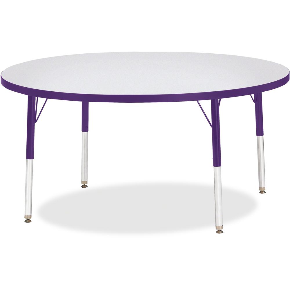 Jonti-Craft Berries Elementary Height Color Edge Round Table - Purple Round Top - Four Leg Base - 4 Legs - Adjustable Height - 15" to 24" Adjustment x 1.13" Table Top Thickness x 48" Table Top Diamete. Picture 1