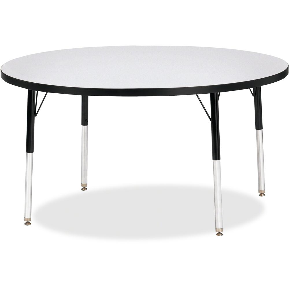 Jonti-Craft Berries Adult Height Color Edge Round Table - Black Round, Laminated Top - Four Leg Base - 4 Legs - Adjustable Height - 24" to 31" Adjustment x 1.13" Table Top Thickness x 48" Table Top Di. Picture 1