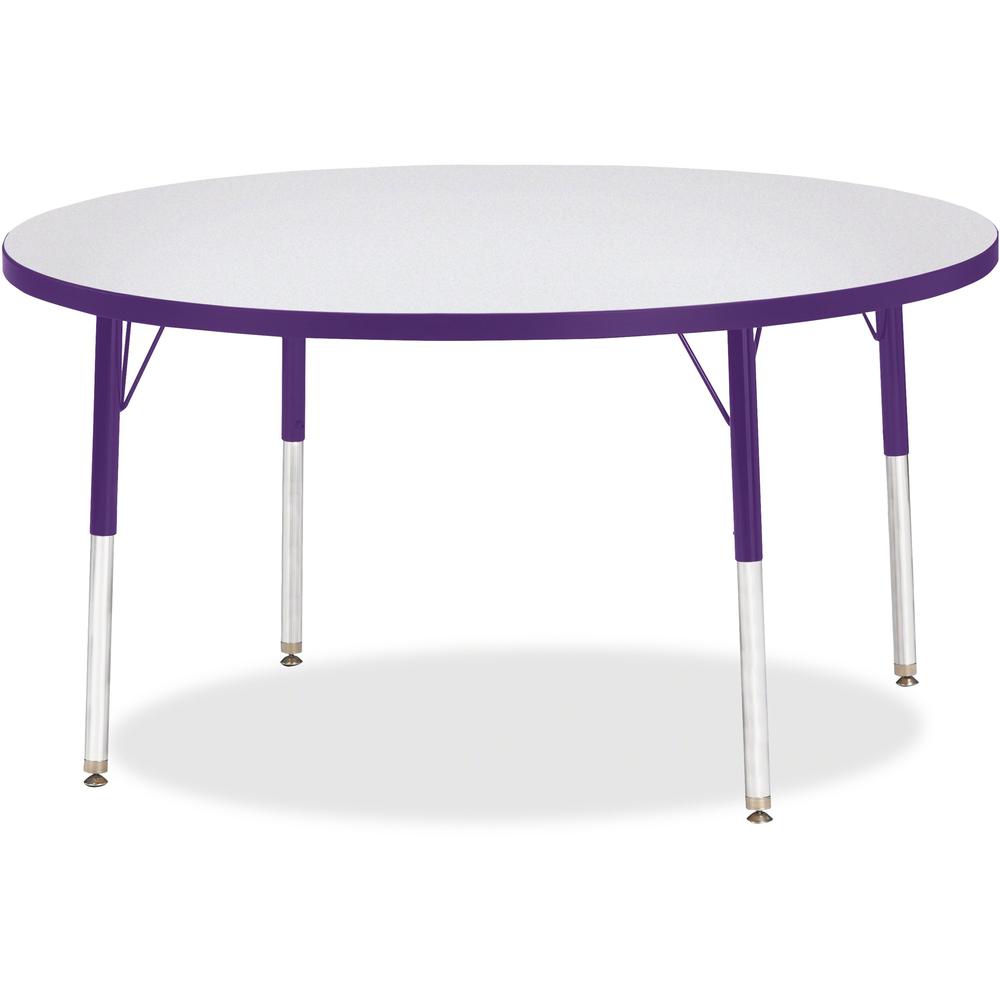 Jonti-Craft Berries Adult Height Color Edge Round Table - Laminated Round, Purple Top - Four Leg Base - 4 Legs - Adjustable Height - 24" to 31" Adjustment x 1.13" Table Top Thickness x 48" Table Top D. Picture 1