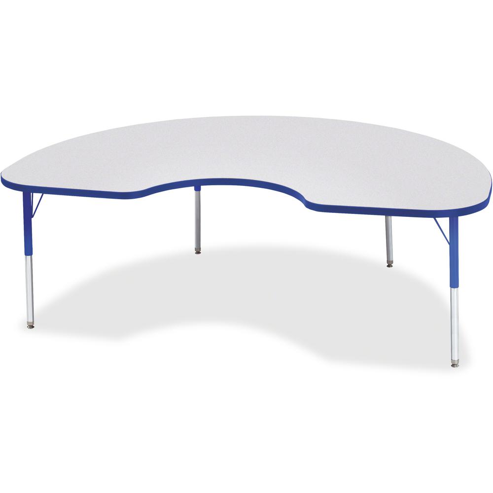 Jonti-Craft Berries Elementary Height Color Edge Kidney Table - Gray Kidney-shaped, Laminated Top - Four Leg Base - 4 Legs - Adjustable Height - 15" to 24" Adjustment - 72" Table Top Length x 48" Tabl. Picture 1