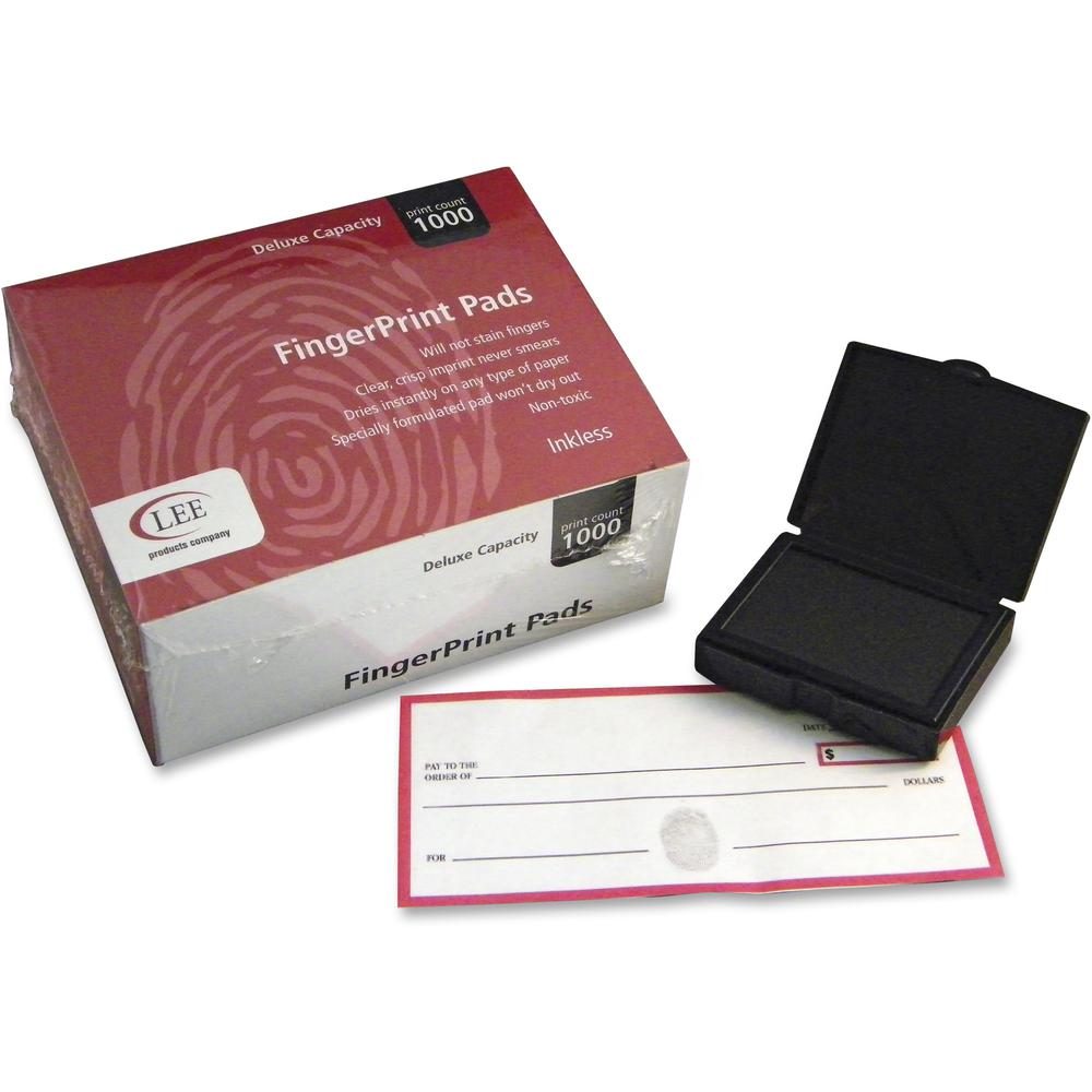 LEE Inkless FingerPrint Pad - 2" Height x 2.3" Width x 1.8" Depth - Black Ink - 1 Dozen. Picture 1