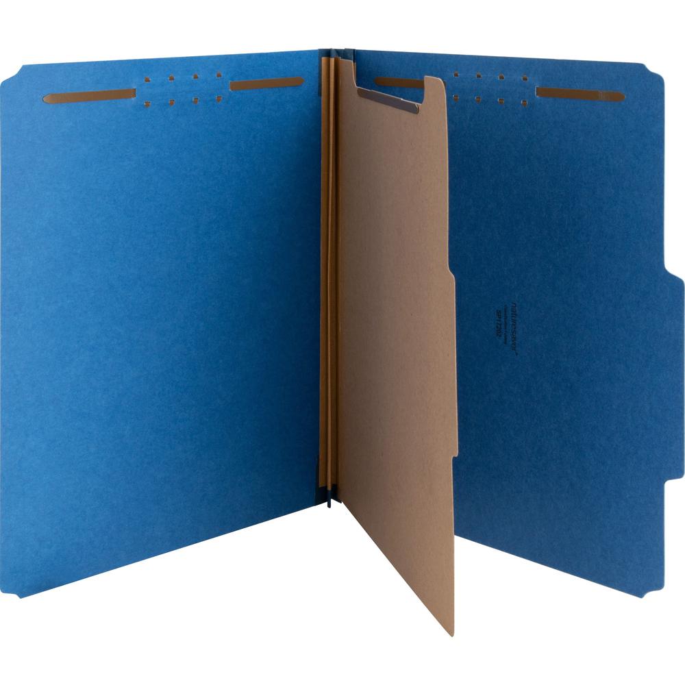 Nature Saver Letter Recycled Classification Folder - 8 1/2" x 11" - 2" for Folder - Top Tab Location - 1 Divider - 25 pt. - Blue - 100% Recycled - 10 / Box. Picture 1