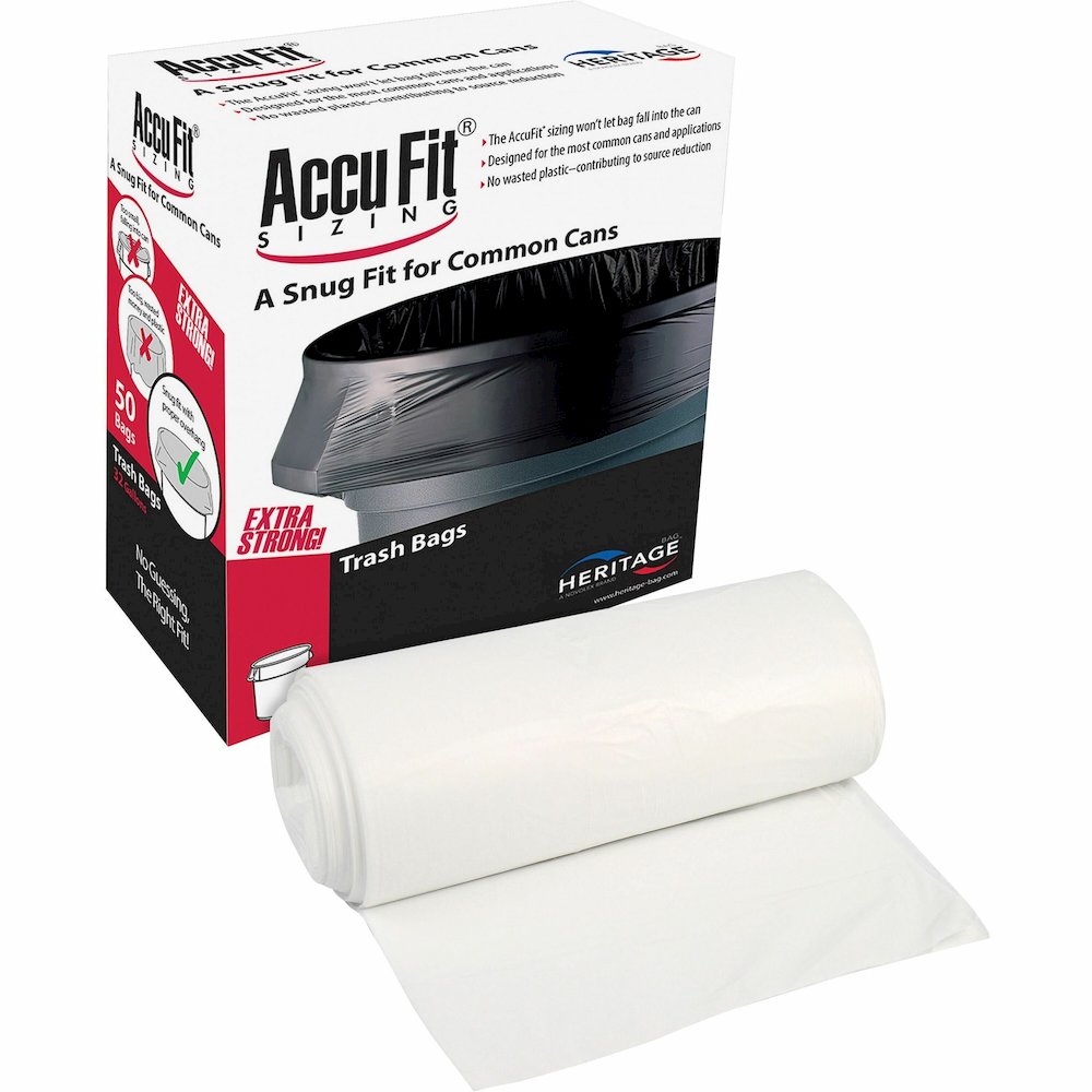 Heritage RePrime AccuFit 44-gal Can Liners - 44 gal Capacity - 50" Length x 37" Width x 0.90 mil (23 Micron) Thickness - Low Density - Clear - Linear Low-Density Polyethylene (LLDPE) - Garbage - 50 / . Picture 1