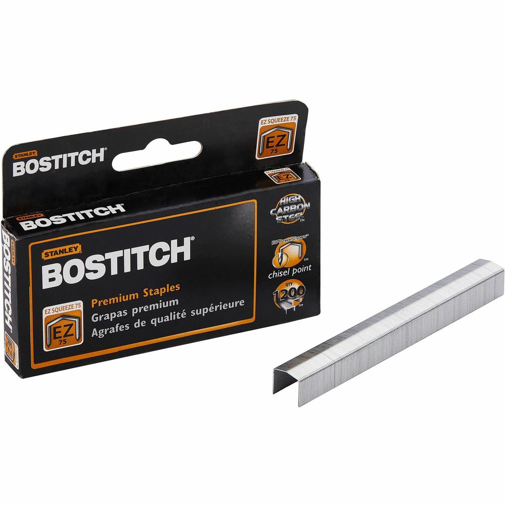 Bostitch EZ Squeeze 75 Premium Staples - 210 Per Strip - High Capacity - 3/4" Leg - 1/2" Crown - Holds 75 Sheet(s) - Chisel Point - Silver - High Carbon Steel - 4.1" Height x 2" Width0.6" Length - 120. Picture 1