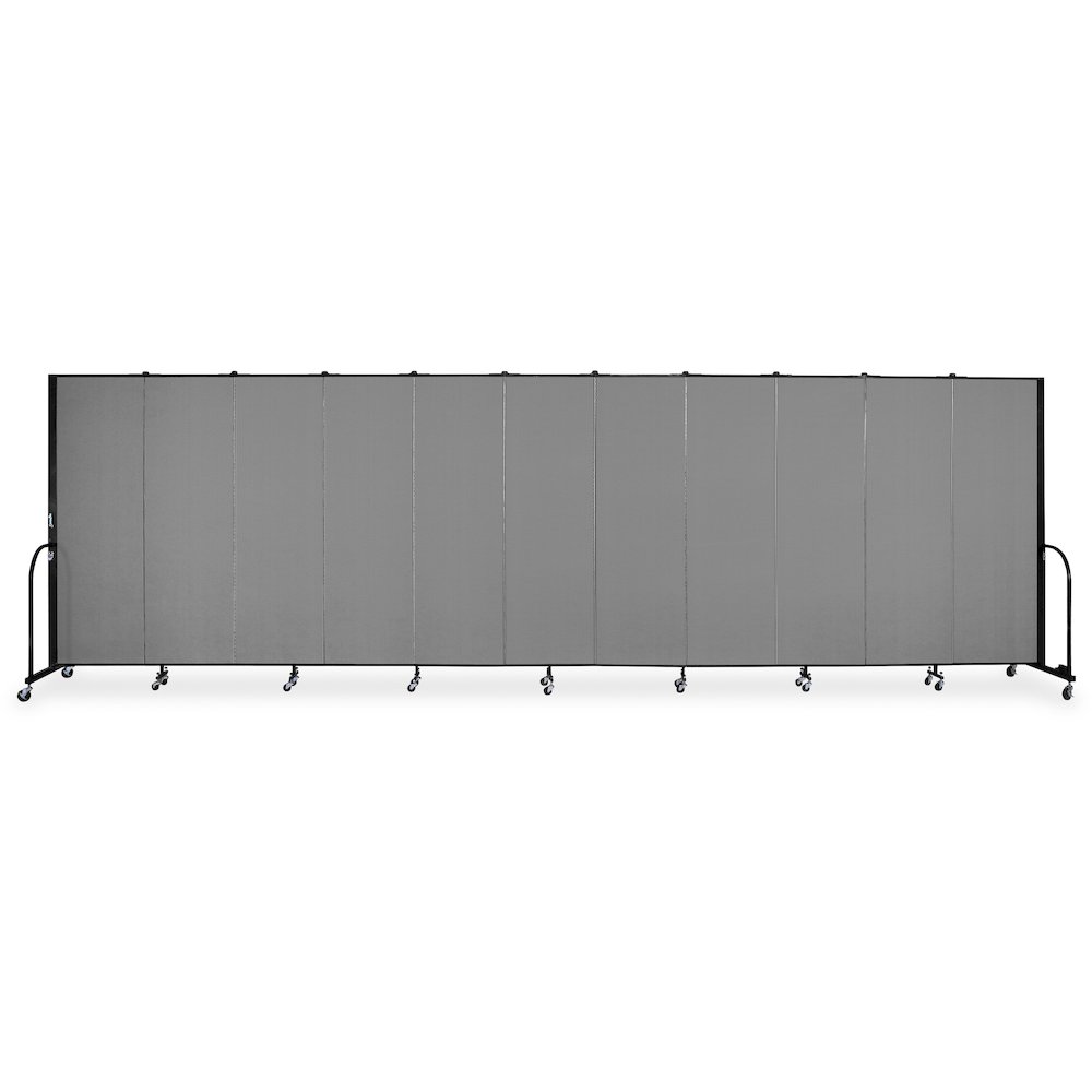 Screenflex Portable Room Dividers - 72" Height x 20.4 ft Length - Black Metal Frame - Polyester - Stone - 1 Each. Picture 1