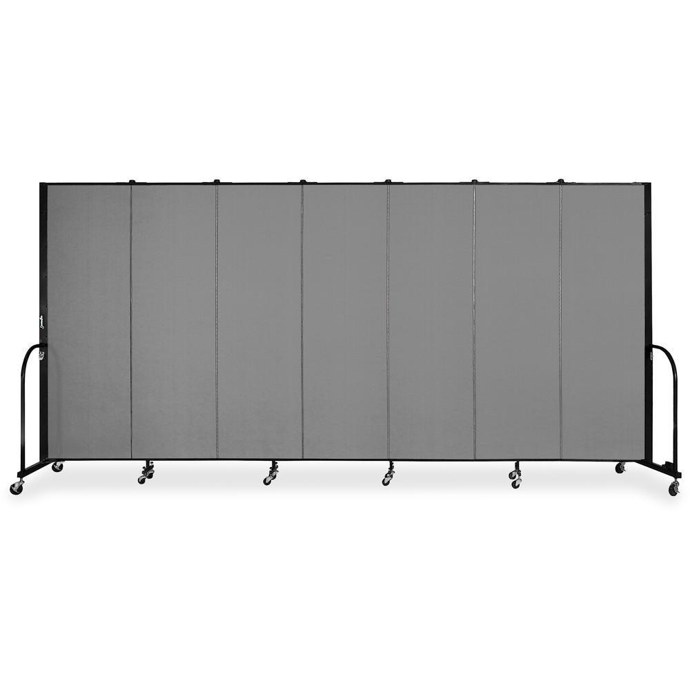 Screenflex Portable Room Dividers - 72" Height x 13.1 ft Length - Black Metal Frame - Polyester - Stone - 1 Each. Picture 1