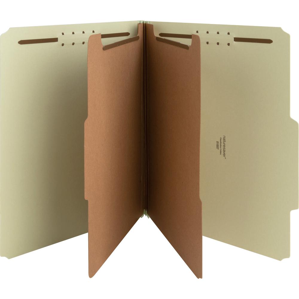 Nature Saver 2/5 Tab Cut Letter Yes Classification Folder - 8 1/2" x 11" - 2" Expansion - Prong K Style Fastener - 2" for Folder, 1" for Divider - 2 Divider - 25 pt. - Fiberboard, Pressboard, Tyvek - . Picture 1