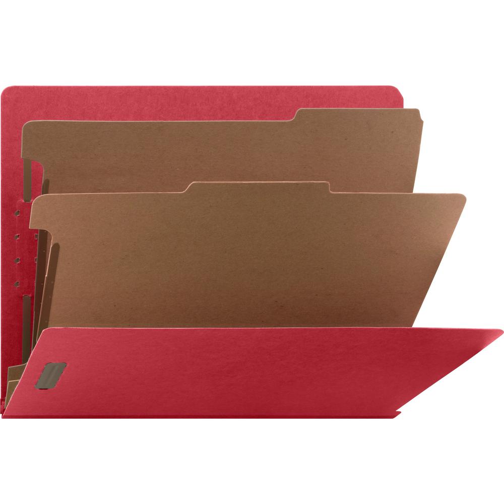 Nature Saver Letter Yes Classification Folder - 8 1/2" x 11" - End Tab Location - 2 Divider - 25 pt. - Fiberboard - Bright Red - 100% Recycled - 10 / Box. Picture 1