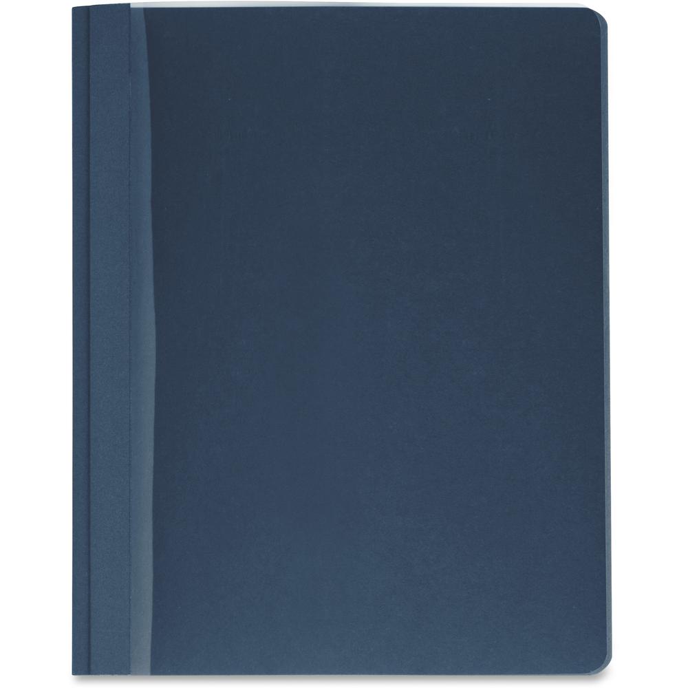 Business Source Letter Report Cover - 8 1/2" x 11" - 100 Sheets Capacity - 3 x Prong Fastener - Clear, Dark Blue - Textured, Non-stick - 25 / Box. Picture 1