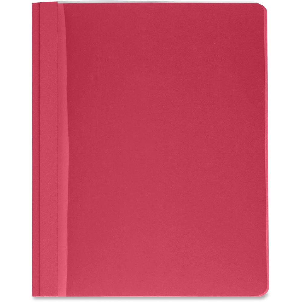 Business Source Letter Report Cover - 8 1/2" x 11" - 100 Sheets Capacity - 3 x Prong Fastener - Red - Textured, Non-stick - 25 / Box. Picture 1