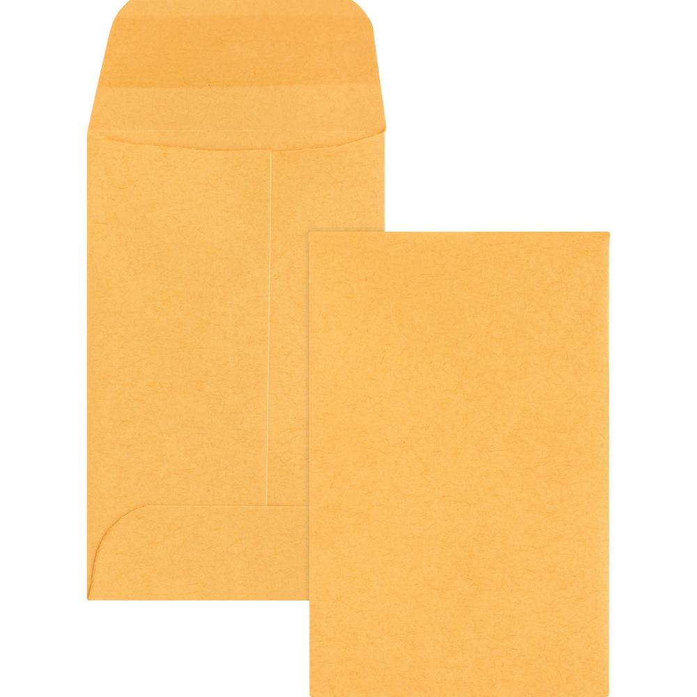Business Source Small Coin Kraft Envelopes - Coin - #1 - 2 1/4" Width x 3 1/2" Length - 20 lb - Gummed - Brown Kraft - Kraft - 500 / Box. Picture 1