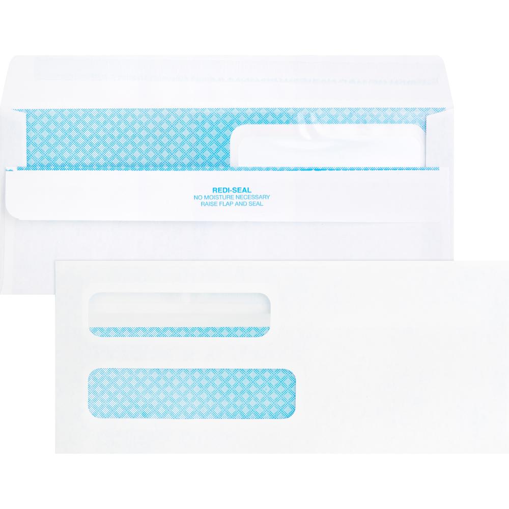 Business Source Double Window No. 8-5/8 Check Envelopes - Double Window - #8 5/8 - 8 5/8" Width x 3 5/8" Length - 24 lb - Self-sealing - White - 500 / Box. Picture 1