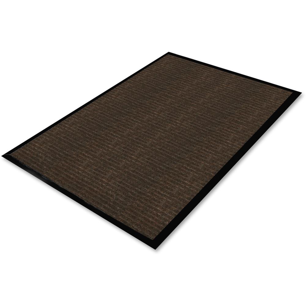 Genuine Joe Gold Dual-Rib Hard Surface Floor Mat - Hard Floor - 60" Length x 36" Width - Polypropylene, Vinyl - Chocolate - 1 Each. Picture 1