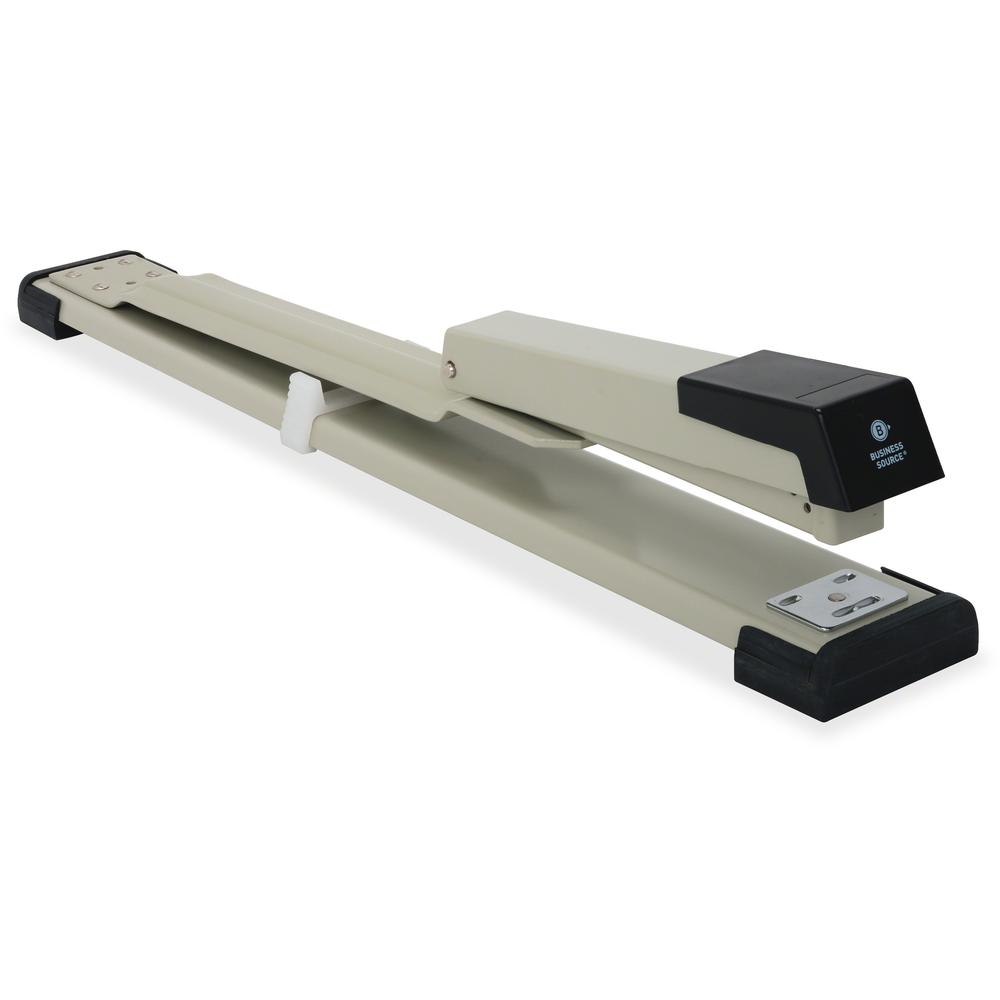 Business Source Long Reach Stapler - Staples Upto 20 Sheet of 20lb Paper - Holds Upto 210 Staple - Full Strip - Staple Size: 0.25" - 12" Throat Depth - Putty, Gray, Black - 1 Each. Picture 1