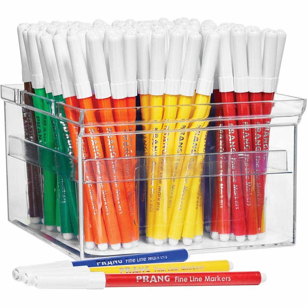 Prang Fineline Art Markers - Fine Marker Point - Red, Blue, Green, Yellow, Orange, Brown, Black, Purple, Gray, Pink, Light Blue, ... - 144 / Set. Picture 1