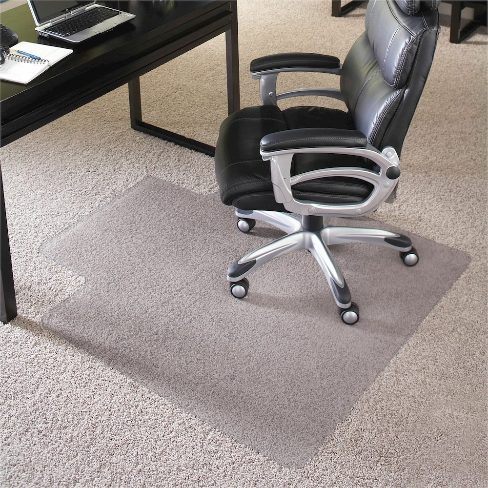 ES ROBBINS High-Pile Carpet Chair Mat - Pile Carpet, High Pile Carpet - 48" Length x 36" Width - Lip Size 10" Length x 20" Width - Rectangular - Vinyl - Clear - 1 Each. Picture 1