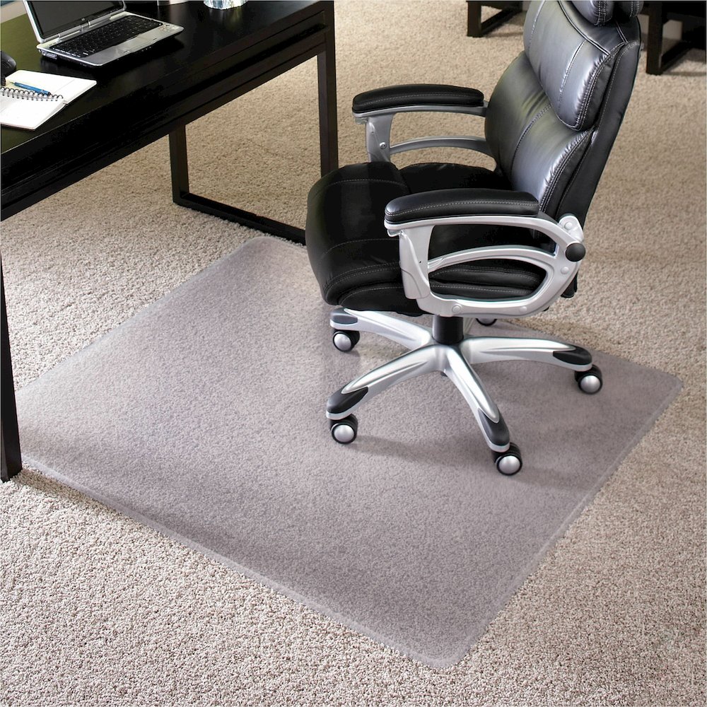 ES ROBBINS High-Pile Carpet Chair Mat - Pile Carpet, High Pile Carpet - 60" Length x 46" Width x 1" Thickness - Rectangular - Vinyl - Clear - 1 Each. Picture 1