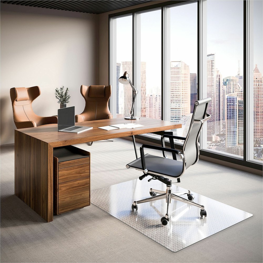 ES ROBBINS EverLife Rectangular Chair Mat - Pile Carpet - 60" Length x 46" Width x 0.250" Thickness - Rectangular - Vinyl - Clear - 1 Each. Picture 1
