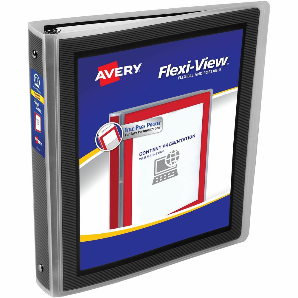 Avery&reg; Flexi-View 3 Ring Binders - 1 1/2" Binder Capacity - Letter - 8 1/2" x 11" Sheet Size - 275 Sheet Capacity - 3 x Round Ring Fastener(s) - 1 Pocket(s) - Polypropylene - Pocket, Flexible, Dur. Picture 1