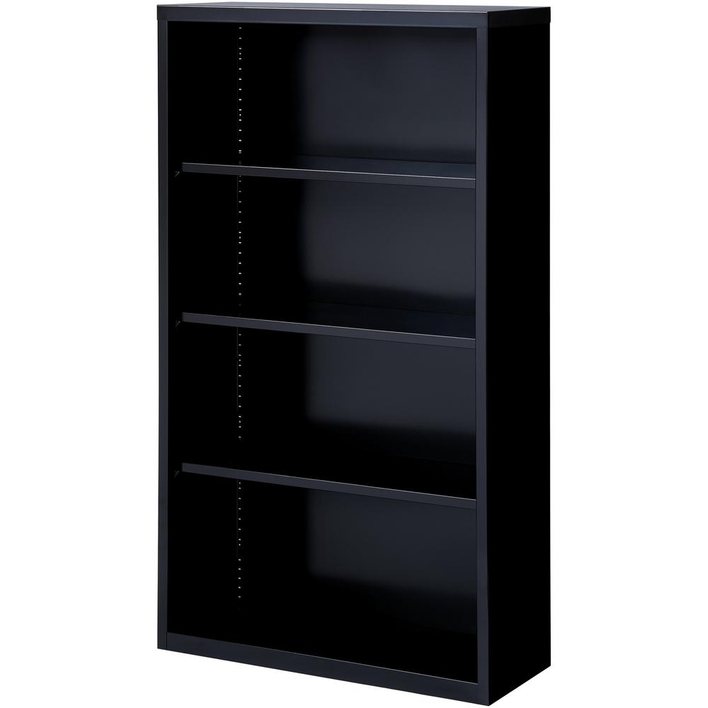 Lorell Fortress Series Bookcase - 34.5" Width x 13" Depth x 60" Height - 4 x Shelf(ves) - Black - Powder Coated - Steel - Yes. Picture 1