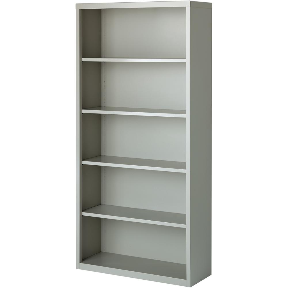 Lorell Fortress Series Bookcase - 34.5" Width x 13" Depth x 72" Height - 5 x Shelf(ves) - Light Gray - Powder Coated - Steel - Yes. Picture 1