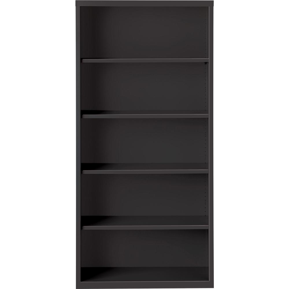 Lorell Fortress Series Bookcase - 34.5" Width x 13" Depth x 72" Height - 5 x Shelf(ves) - Black - Powder Coated - Steel - Yes. Picture 1