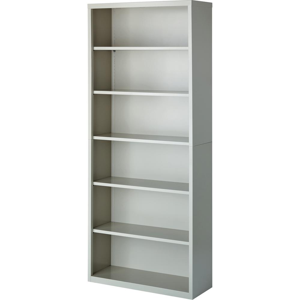 Lorell Fortress Series Bookcase - 34.5" Width x 13" Depth x 82" Height - 6 x Shelf(ves) - Light Gray - Powder Coated - Steel - Yes - Assembly Required. Picture 1