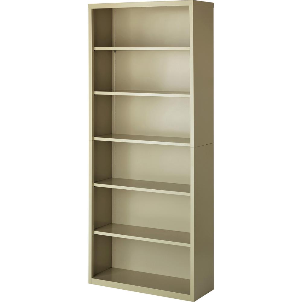 Lorell Fortress Series Bookcase - 34.5" Width x 13" Depth x 82" Height - 6 x Shelf(ves) - Putty - Powder Coated - Steel - Recycled. Picture 1