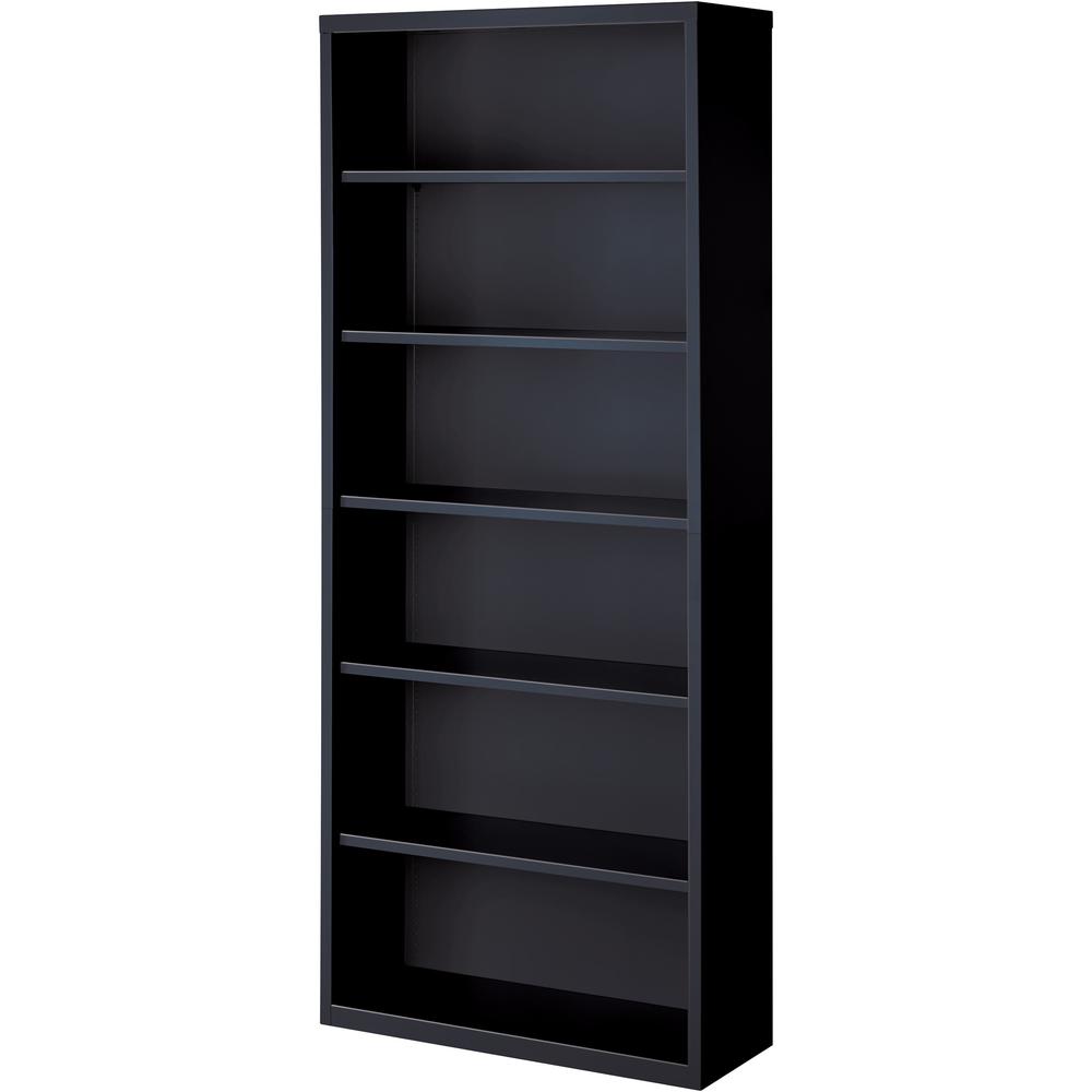 Lorell Fortress Series Bookcase - 34.5" Width x 13" Depth x 82" Height - 6 x Shelf(ves) - Black - Powder Coated - Steel - Yes. Picture 1