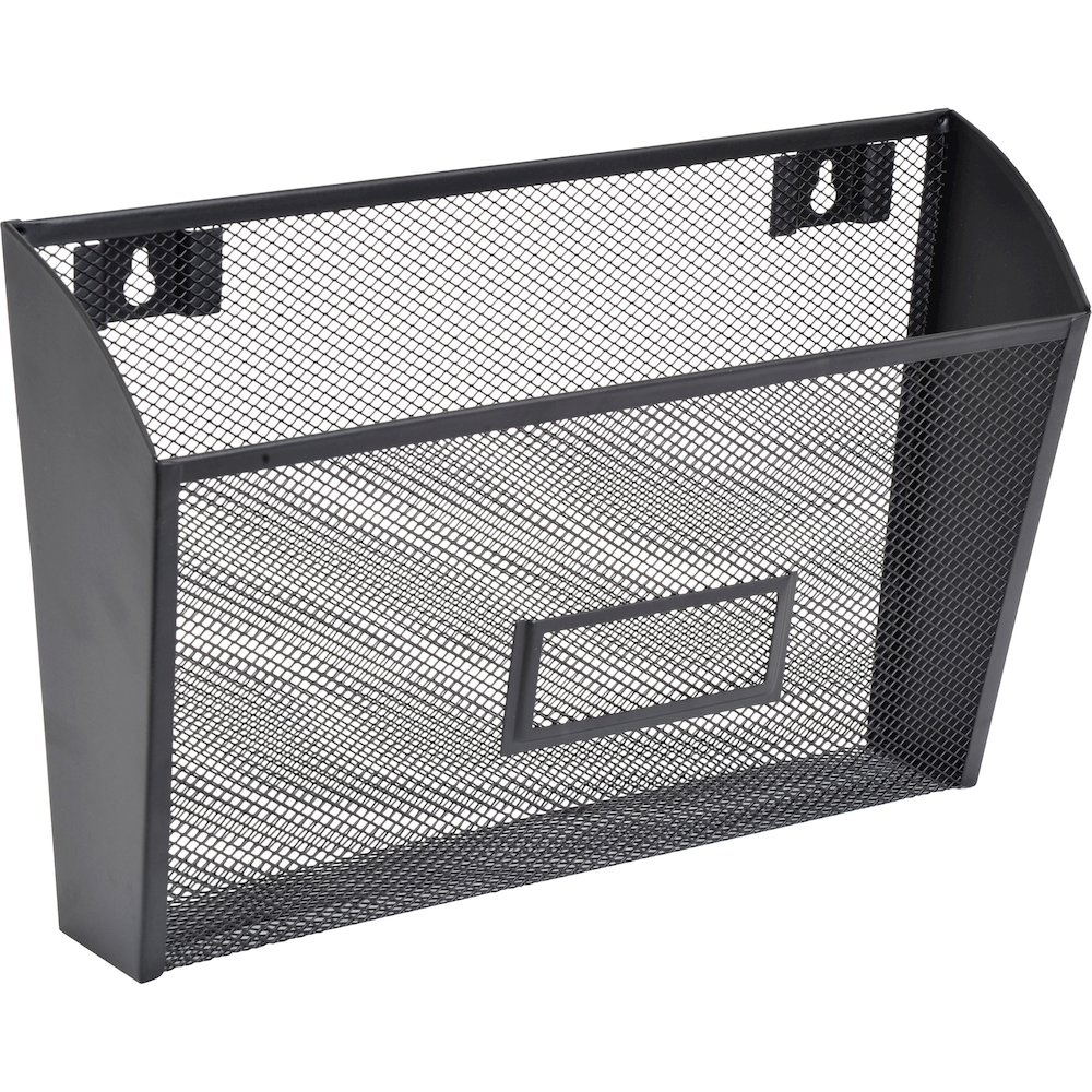 Lorell Mesh Wire Wall Pocket - 6.62" Height x 12.62" Width x 4.75" Depth - Black - 1 Each. Picture 1
