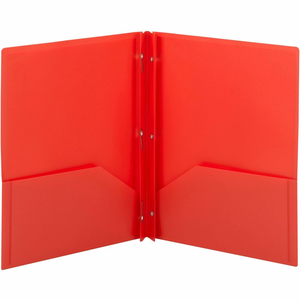 Smead Letter Pocket Folder - 8 1/2" x 11" - 80 Sheets Capacity - Double Tang Fastener - 2 Pocket - Polypropylene - Red - 25/Box - 25 / Box. Picture 1