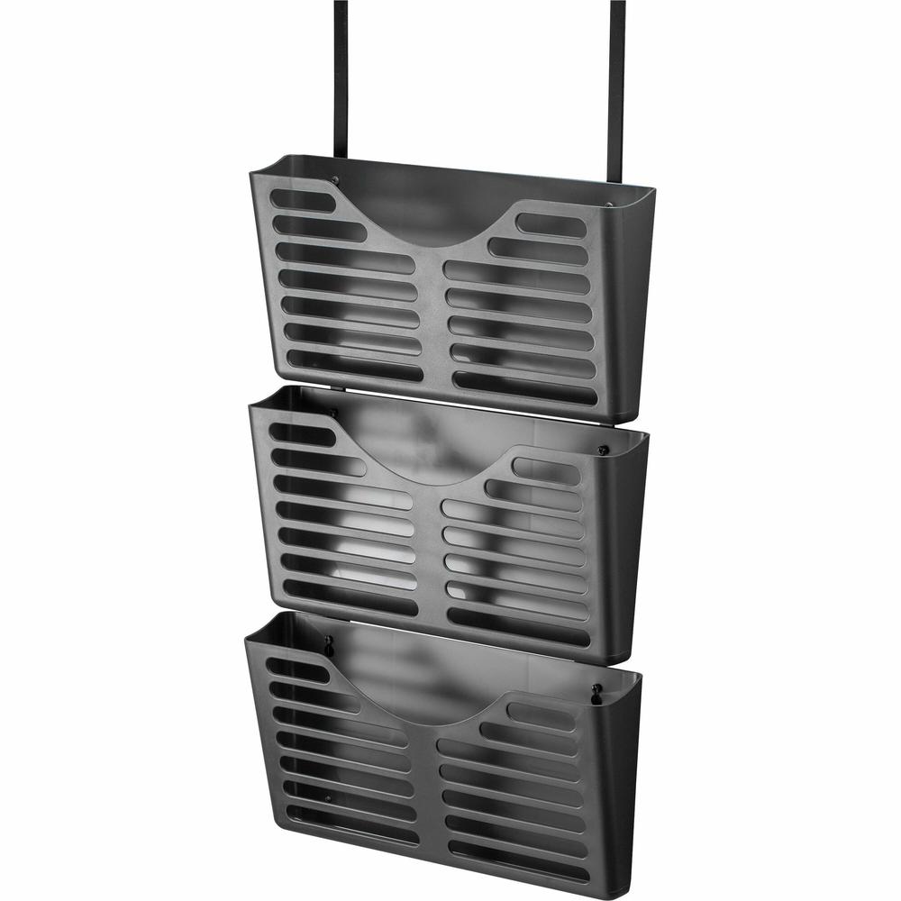 Lorell Hanging Triple Pocket File Set - 3 Pocket(s) - 30% Recycled - Black - Plastic - 1 Each. Picture 1