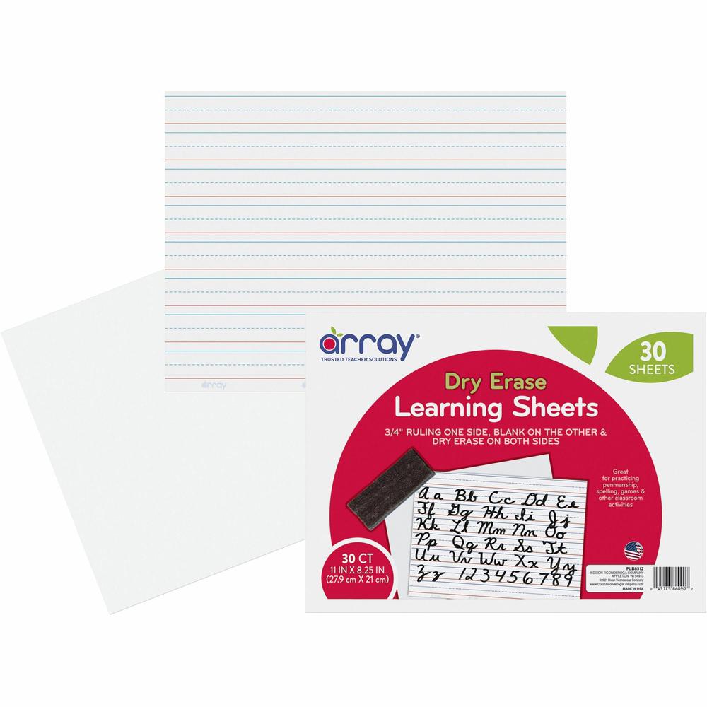 GoWrite! Dry Erase Learning Board - Dry-erase, Two-Sided, 3/4" Rule/Plain - 11" Width x 8.25" Height - White Surface - Rectangle - No - 30 / Pack. Picture 1