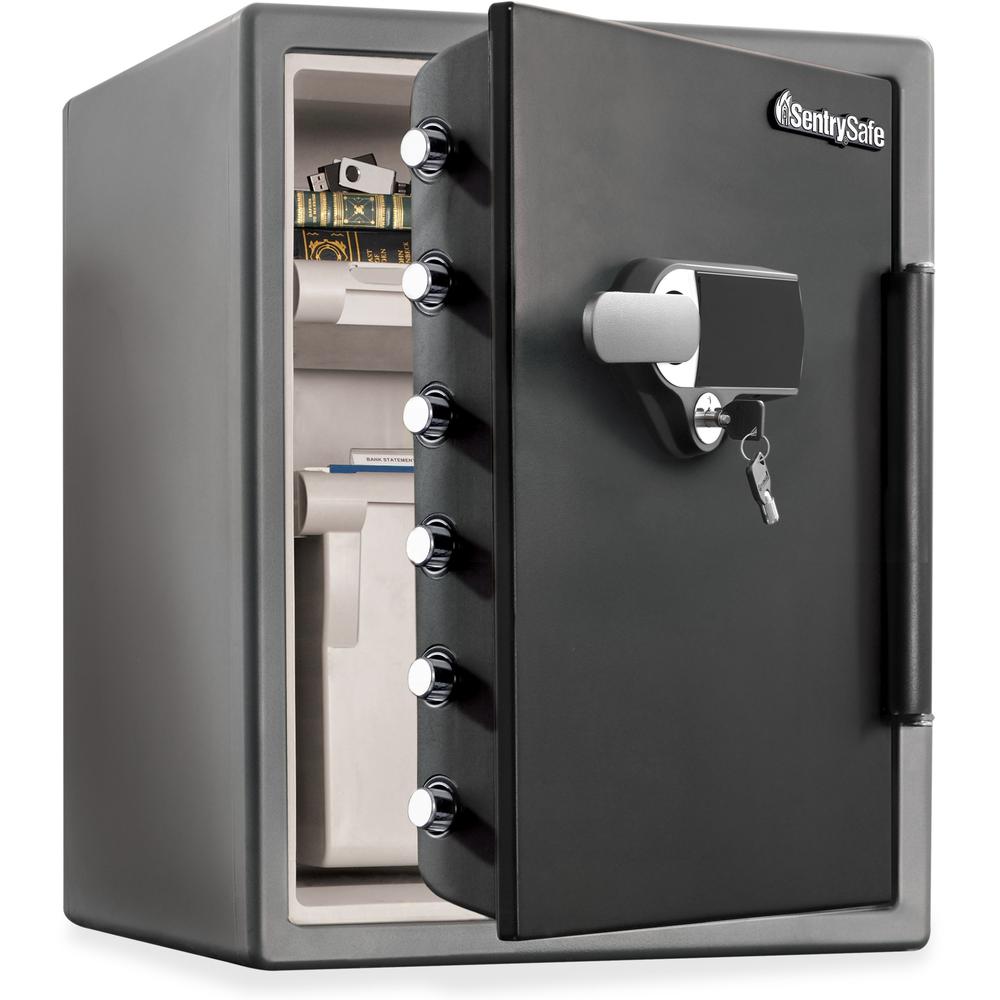 Fire-Safe Digital Alarm Water/Fire-resistant Safe - Fire Proof - Overall Size 23.8" x 18.6" x 19.3" - Gunmetal Black. Picture 1