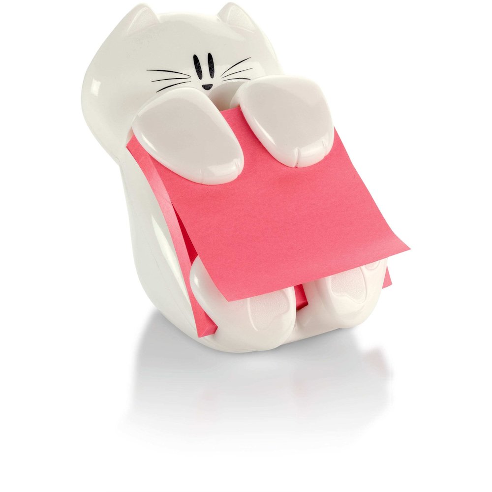Post-it&reg; Notes Cat Dispenser - 3" x 3" Note - 100 Note Capacity - White. Picture 1