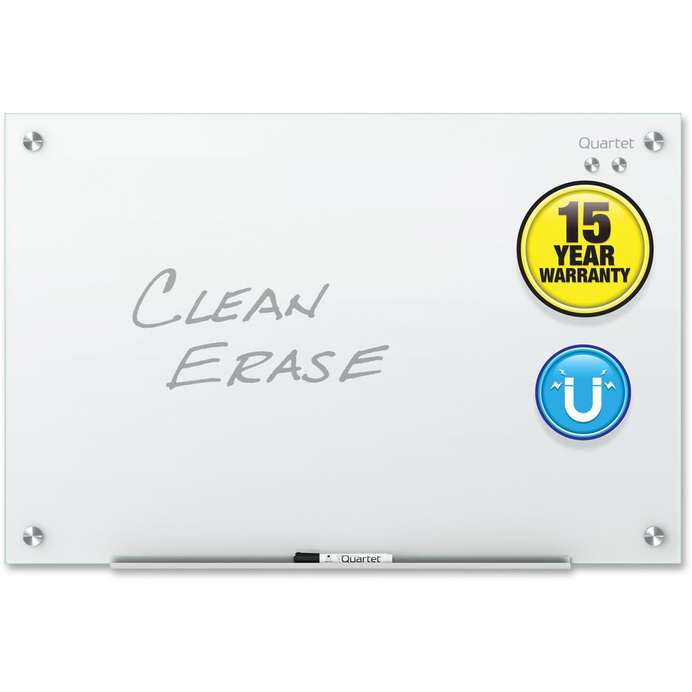 Quartet Infinity Glass Dry-Erase Whiteboard - 36" (3 ft) Width x 24" (2 ft) Height - White Tempered Glass Surface - White Frame - Horizontal/Vertical - Magnetic - 1 Each. Picture 1