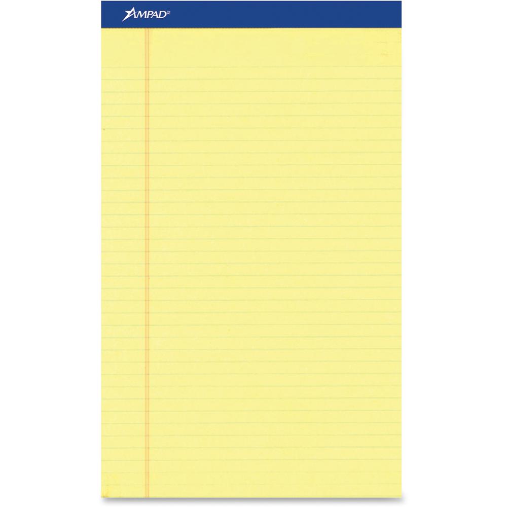 Ampad Perforated Ruled Pads - Letter - 50 Sheets - Stapled - 0.34" Ruled - Letter - 8 1/2" x 11" Sheet Size x 8.5" Width x 11.8" Length - Dark Blue Binding - Sturdy Back, Chipboard Backing, Perforated. Picture 1