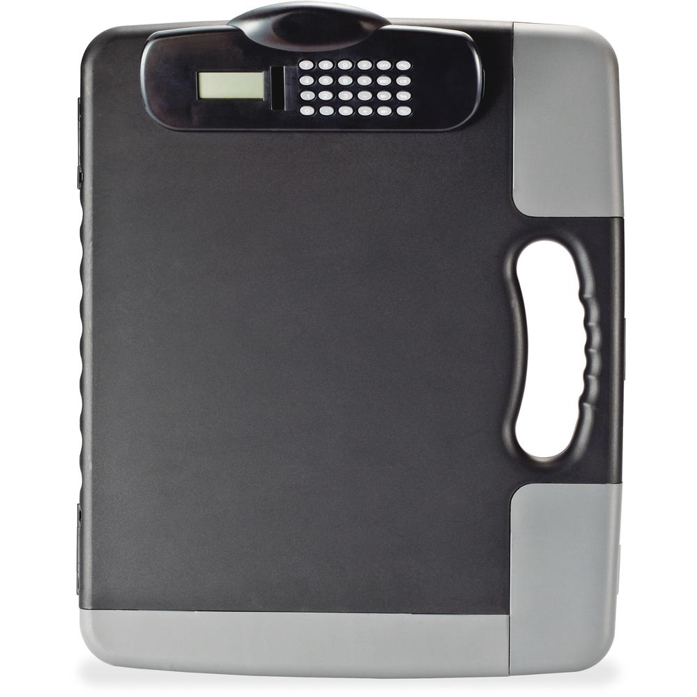 Officemate Portable Storage Clipboard with Calculator - Heavy Duty - Plastic - Charcoal Black - 1 Each. Picture 1