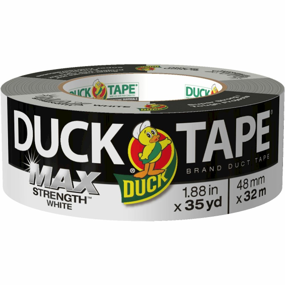 Duck MAX Strength Tape - White - 35 yd Length x 1.88" Width - White - Natural Rubber - Polyethylene Backing - For Indoor, Outdoor - 1 Roll. Picture 1