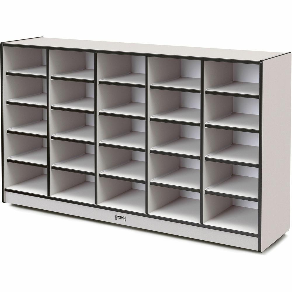 Jonti-Craft Rainbow Accents Cubbie Mobile Storage - 25 Compartment(s) - 35.5" Height x 60" Width x 15" Depth - Durable, Laminated - Black - Hard Rubber - 1 Each. Picture 1