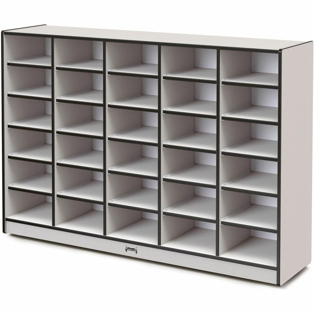 Jonti-Craft Rainbow Accents Cubbie Mobile Storage - 30 Compartment(s) - 42" Height x 60" Width x 15" Depth - Durable, Laminated - Black - Hard Rubber - 1 Each. Picture 1