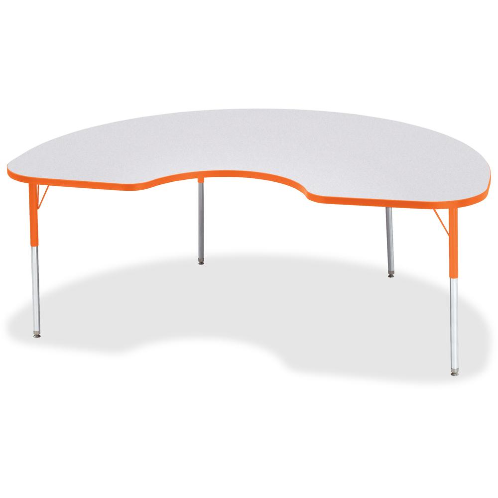 Jonti-Craft Berries Adult Height Prism Color Edge Kidney Table - Laminated Kidney-shaped, Orange Top - Four Leg Base - 4 Legs - Adjustable Height - 24" to 31" Adjustment - 72" Table Top Length x 48" T. Picture 1