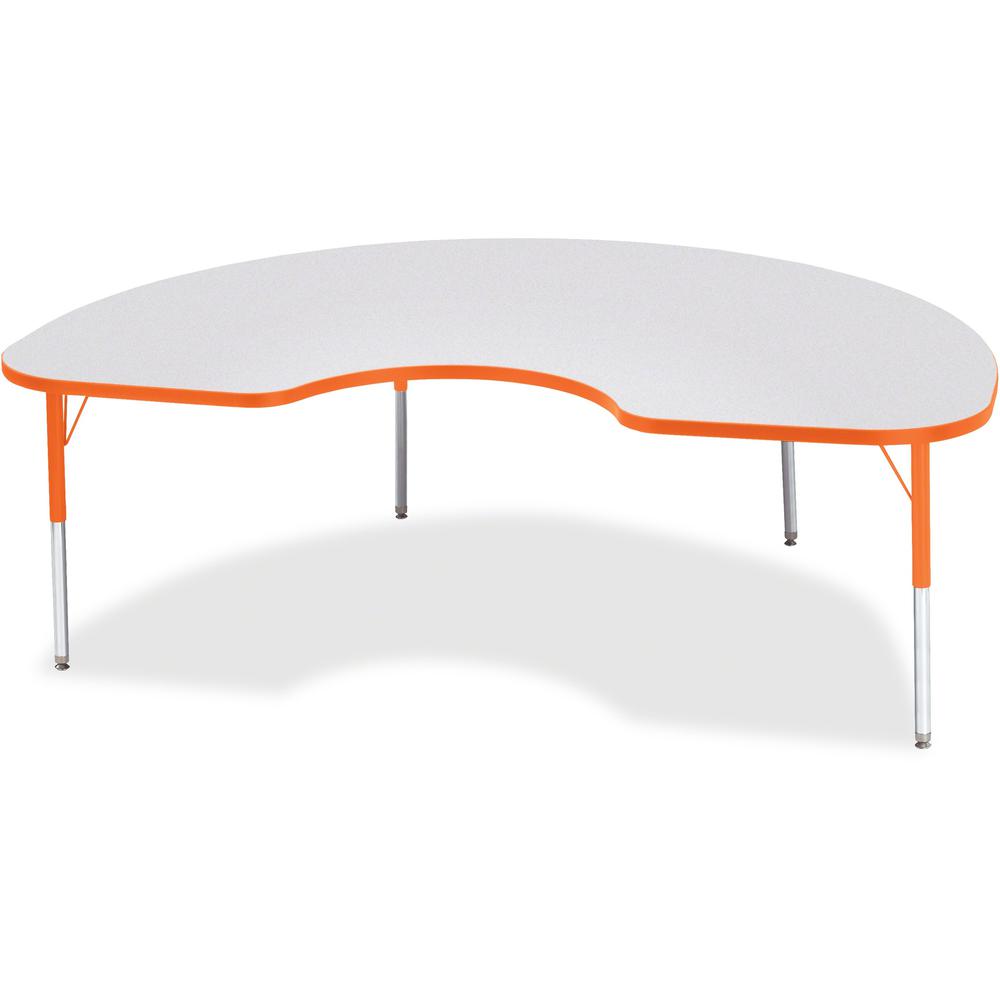 Jonti-Craft Berries Elementary Height Color Edge Kidney Table - Laminated Kidney-shaped, Orange Top - Four Leg Base - 4 Legs - Adjustable Height - 15" to 24" Adjustment - 72" Table Top Length x 48" Ta. Picture 1