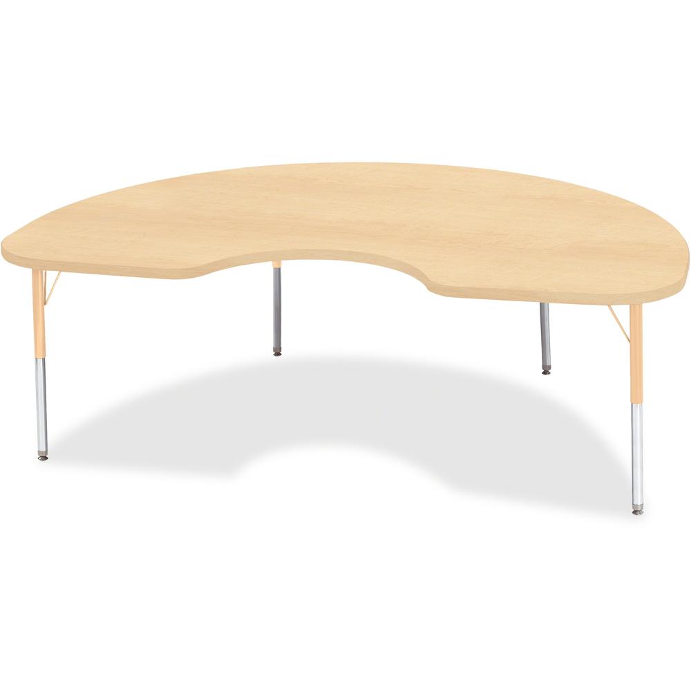 Jonti-Craft Berries Elementary Height Maple Top/Edge Kidney Table - Laminated Kidney-shaped, Maple Top - Four Leg Base - 4 Legs - Adjustable Height - 15" to 24" Adjustment - 72" Table Top Length x 48". Picture 1
